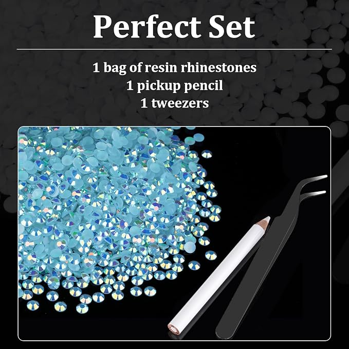 2500pcs 5mm Resin Rhinestones Bulk, Lake Blue AB Flatback Round Jelly - Image 3
