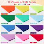 XSEINO 12 Rolls 8"x35" 1.4mm Thick Soft Felt Fabric Sheet 12 Assorted Gradient - Image 2