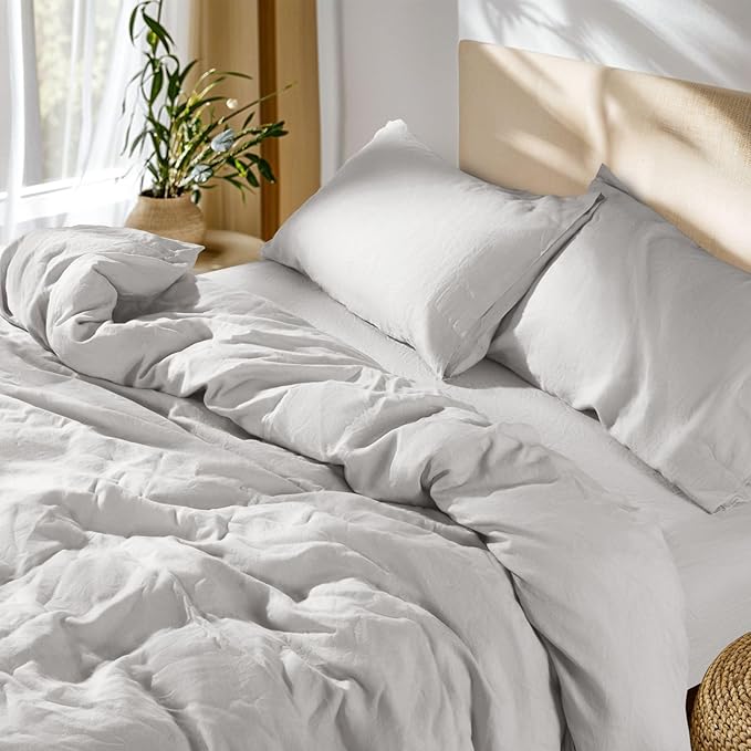 SONORO KATE 100% French Linen Duvet Cover Queen Size, Soft Breathable by SONOROKATE