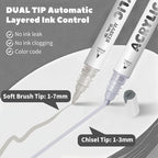 White Gray Acrylic Paint Pens, Water Based 12 Colors Dual Tip Acrylic Paint - Image 3
