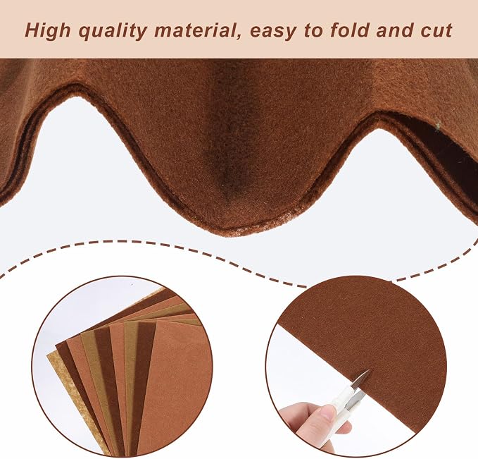Brown Felt Fabric, 18 Pieces Felt Sheets - Image 4