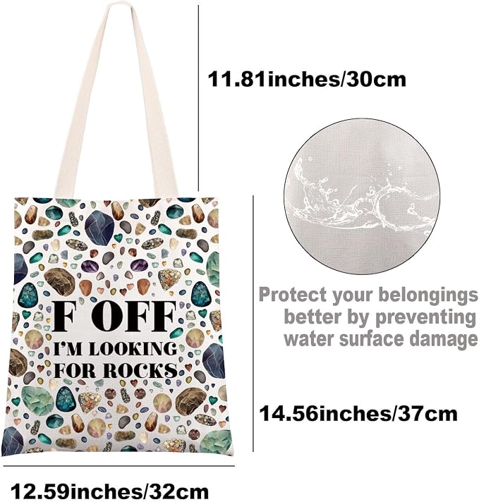 JNIAP Rock Collector Tote Bag Rock Lover Gift Geologist Gift F Off I'm Looking - Image 2