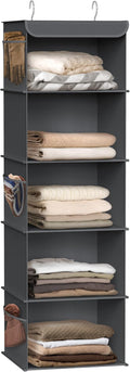 Simple Houseware 5 Shelf Hanging Closet Organizer, Dark Gray