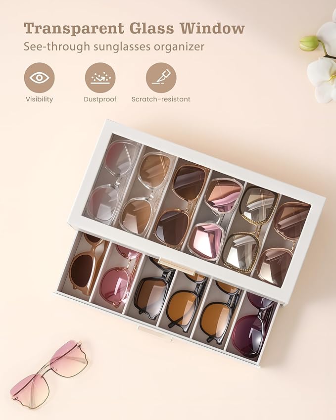 Lolalet Sunglasses Storage Box for Women, Eyewear Eye Glass Organizer - Image 4