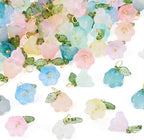 FASHEWELRY 72Pcs Mixed Color Glass Flower Charms 16mm Frosted Colorful - Image 7