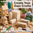 RHBLME 40 PCS Basswood Carving Blocks, Wooden Cubes Soft Solid Wooden Basswood - Image 6