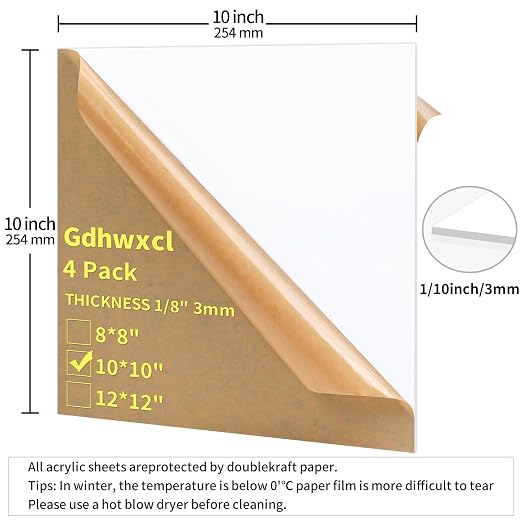 1/8 Thick 10 x 10 inch Acrylic Sheets - Image 2