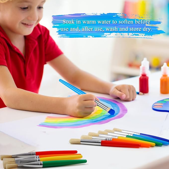 14 Pcs Paint Brushes for Kids, Round and Flat Kids Paint Brushes, Easy Hold and - Image 5