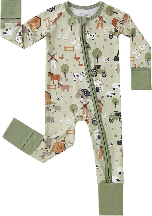 pureborn Baby Infant Boys Girls Sleeper Snug Fit Viscose from Bamboo Pajamas 0-24 Months