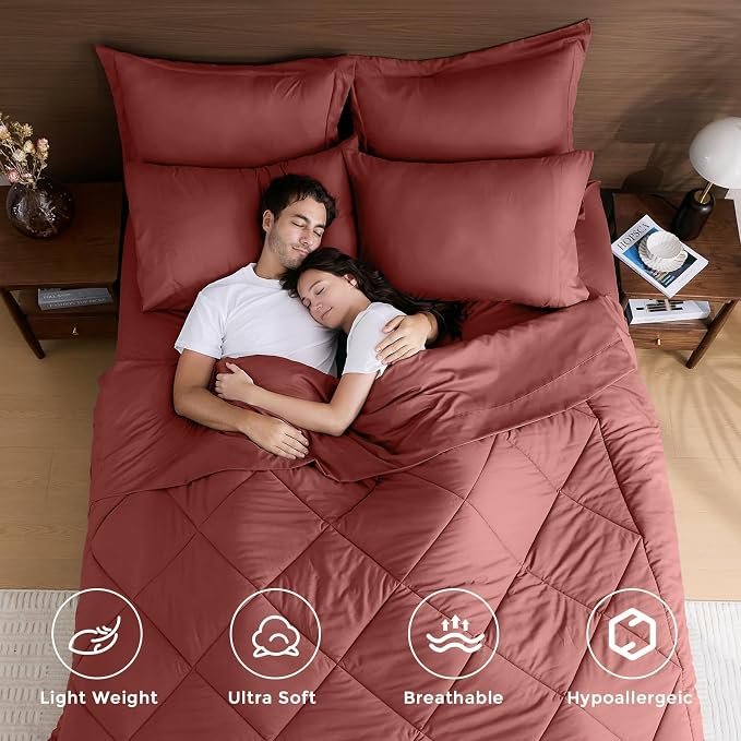 HEVUMYI Terracotta Twin Comforter Set - Image 2