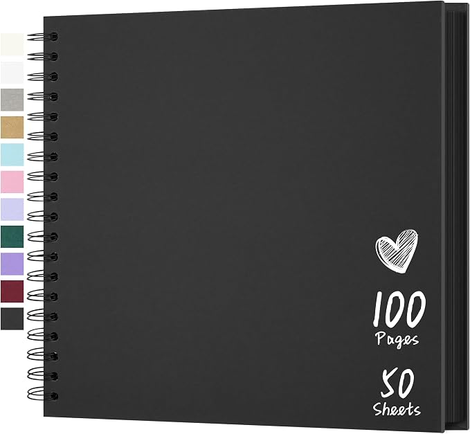 Scrapbook 10x10 Inch DIY Scrapbook Album Hardcover Kraft Paper 100 pages/50 by Hiwhy