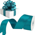 HUIHUANG Peacock Blue Wired Ribbon 1-1/2 inch Teal Satin Wire Ribbon by HUIHUANG