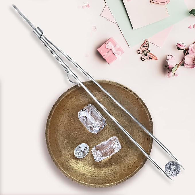 Honoson 3 Pack Diamond Tweezers Gem Stone Jewelry Locking Tweezers Stainless - Image 5