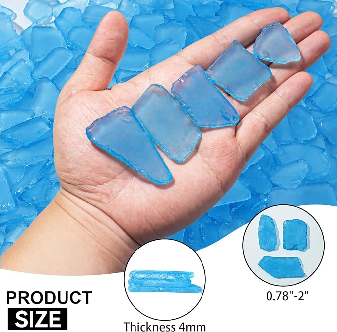Keedolla Tumbled Sea Glass for Crafts - 15 OZ Sky Blue Seaglass Pieces Flat - Image 4
