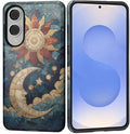Case for Samsung Galaxy S25 Edge Case, Sun Moon Stars Faux Stained Glass Design by Kapadiy