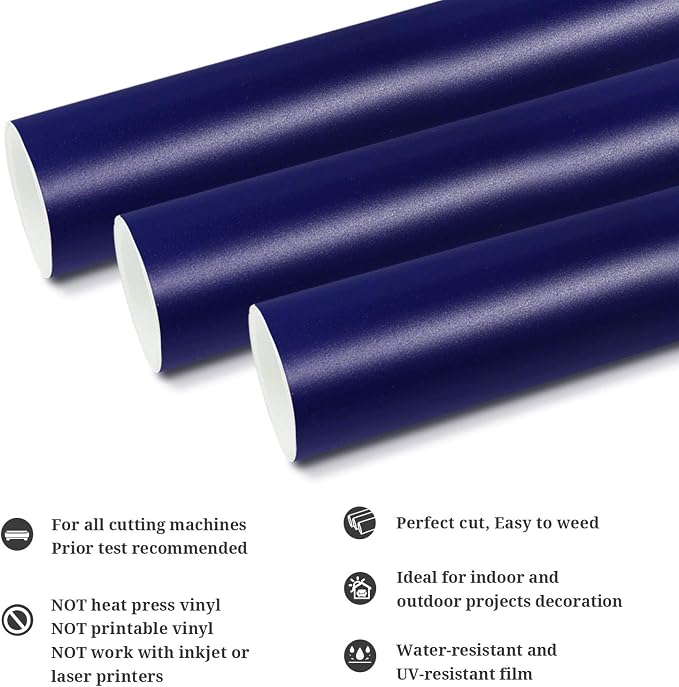 TECKWRAP Matte Navy Blue Adhesive Vinyl Roll 12" x 10ft Matte Blue Permanent - Image 2