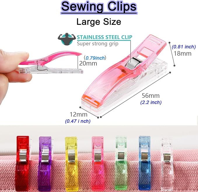 50 PCS Large Sewing Clips, 7 Bright Colors Multipurpose Quilt Clips Craft Tools - Image 3