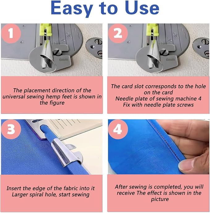 TOOVREN Sewing Rolled Hemmer Foot 8PCS Rolled Hem Presser Foot - Image 6