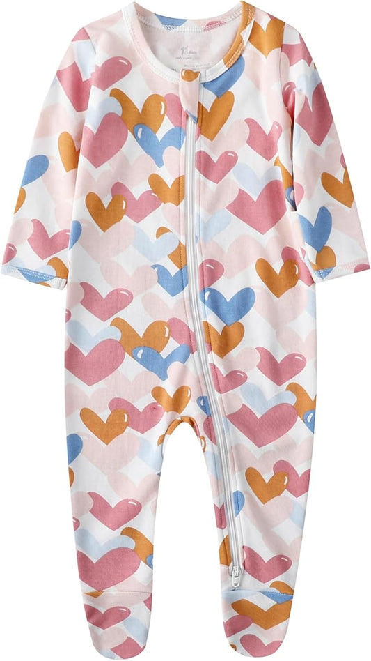 O2 BABY Baby Boys Girls Organic Cotton Zip-Front Sleeper Pajamas, Footed Sleep 'n Play