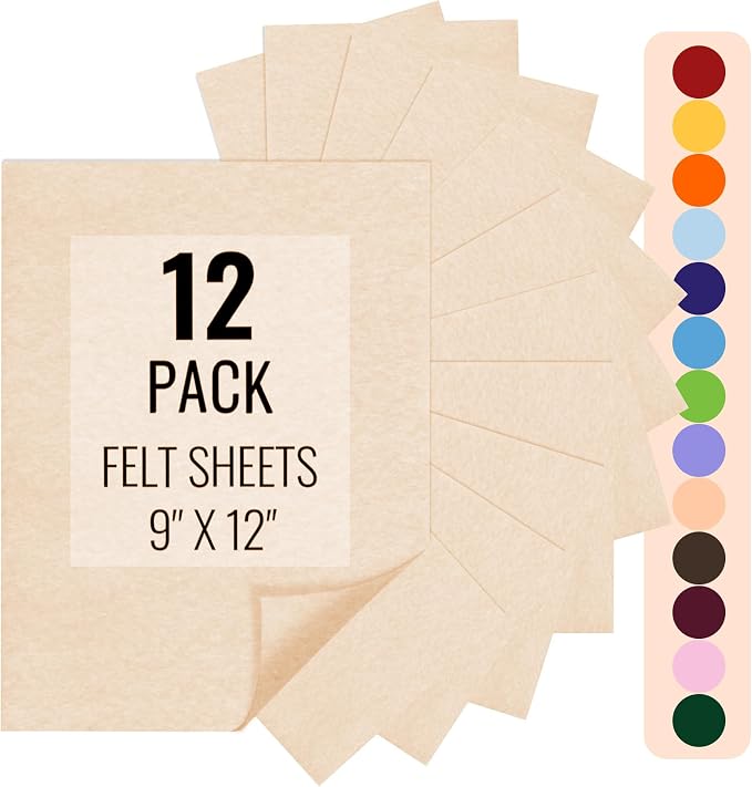 IONTACH 9" X 12" Felt Fabric Sheets 1.6mm Thick | Soft Felt by IONTACH