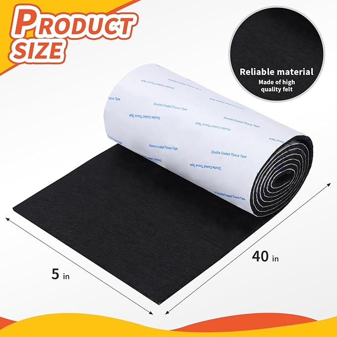 Felt Furniture Pads, Non Slip Self Adhesive Cuttable Felt Tape Black Heavy Duty - Image 2