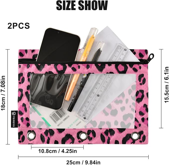 Custom Hot Pink Black Leopard Print Pencil Pouch - Image 3