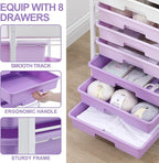 SYKIARIOL Rolling Cart with Drawers, Utility Cart With 8 Drawers and Wooden - Image 3