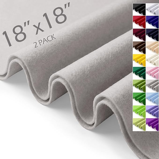 Felt Fabric Sheets 18" x 18" 1.6mm Soft Craft Felt, Light Grey | Soft Precut by AblemeDeco