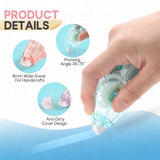 4 Pack Double Sided Tape Roller, Double Sided Adhesive Scrapbook Tape - Image 3