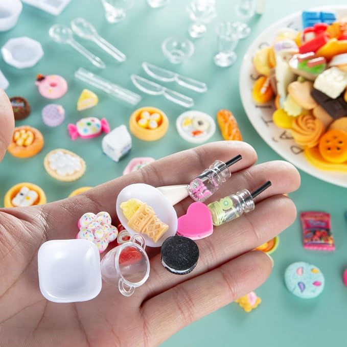 Diinokiy 200Pcs Dollhouse Miniature Food Drinks Bottle Cooking Toys Kitchen - Image 4