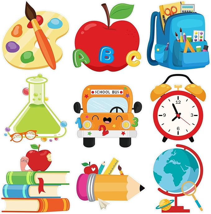 54Pcs Back to School Cutouts, Classroom Theme Bulletin Board Decoration by PAIVSUN