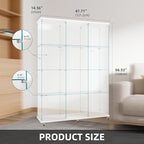 FLYMUHJIA Curio Cabinets with Glass Doors Modern Glass Shelves Tempered Glass - Image 3