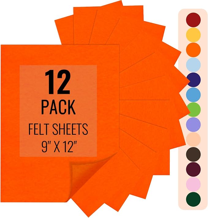 IONTACH 9" X 12" Felt Fabric Sheets 1.6mm Thick | Soft Felt by IONTACH