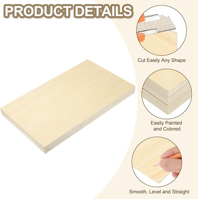 PATIKIL 12x20x1/4 Basswood Sheets - Image 3