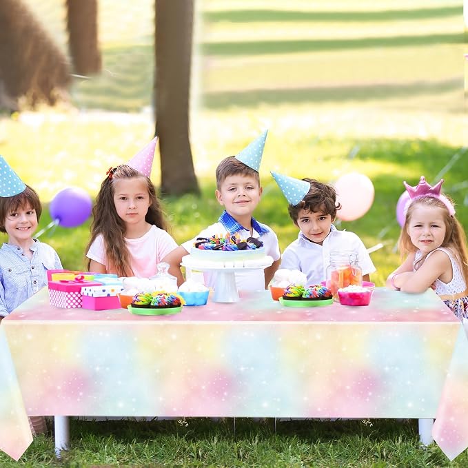 Tiamon 1 Pc Pastel Rainbow Tablecloths Birthday Decorations Pastel Table Cloths - Image 7