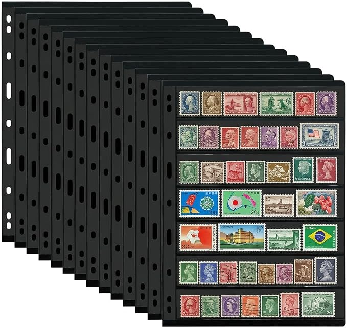 MUDOR 20 Sheets Stamp Pages for Collection Album Binder Book, 7 Pocket | 280 by MUDOR
