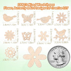 Amosfun 100PCS Wooden Cutouts for Crafts, Unfinished Wood Flowers Bird and - Image 5