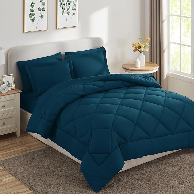 CozyLux King Size Comforter Set Lyons Blue - Image 9