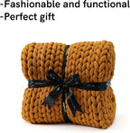 YnM Knitted Weighted Blanket, Handmade Chunky Knitted Design, Soft and Cozy - Image 4