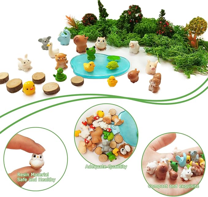 46 Pcs Fairy Garden Accessories, Miniature Figurines, Mini Resin Animals Set - Image 3