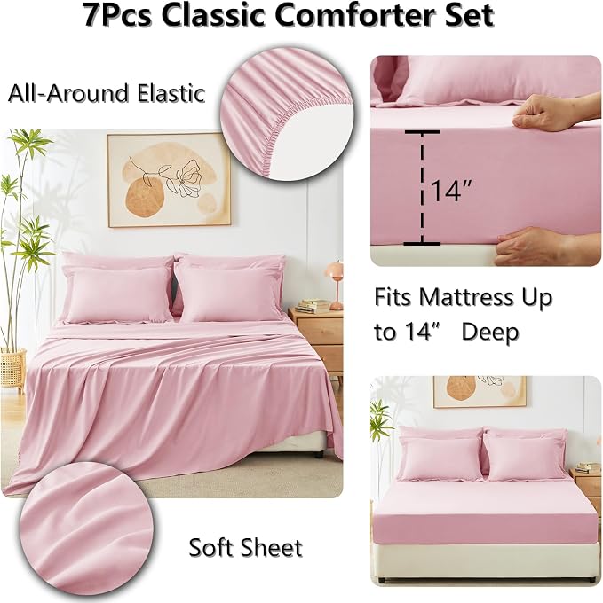 CozyLux Full Size Comforter Sets Pink - Image 5