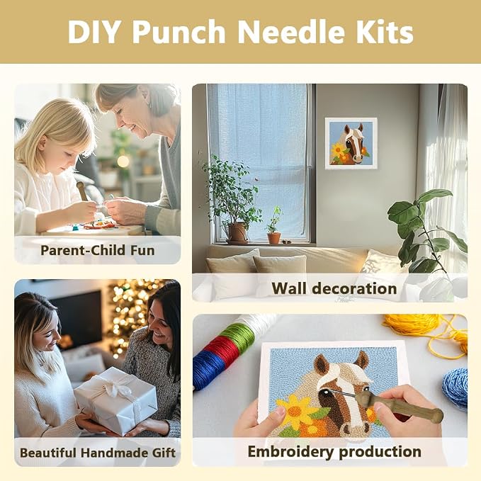 Doodlream Brown Horse DIY Punch Needle Embroidery Kit - Image 4