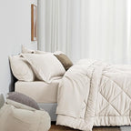 Love's cabin Twin XL Comforter Set Off White, 5 Pieces Twin XL Bed in a Bag - Image 3