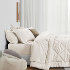 Love's cabin Queen Comforter Set Off White, 7 Pieces Queen Bed in a Bag - Image 3