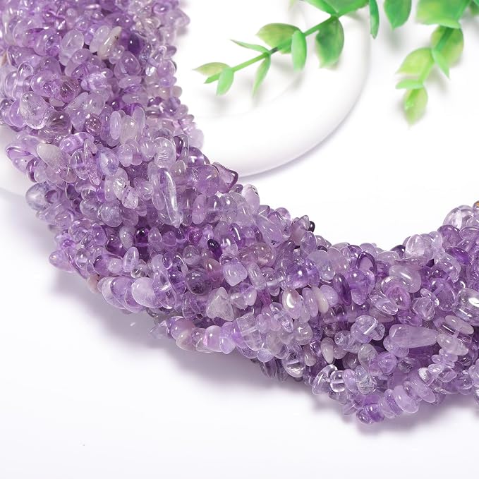 400Pcs 5-8mm Natural Lilac Amethyst Chip Stone Beads | Pre-Drilled Irregular - Image 7