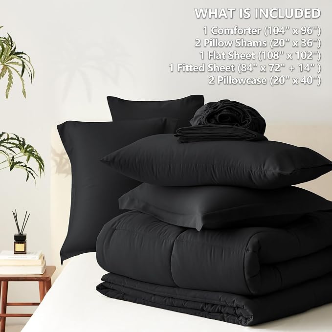 CozyLux California King Comforter Set Black - Image 5