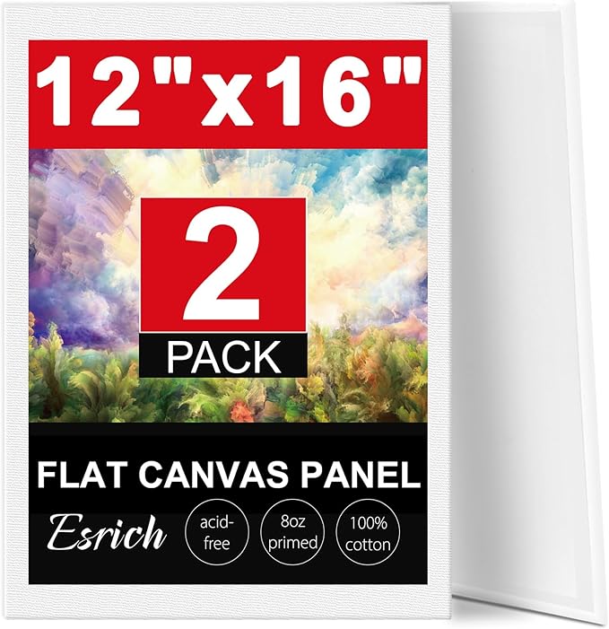 ESRICH Canvas Boards for Painting 12x16 Inch, 2 Pack Canvas for Painting Cotton by ESRICH