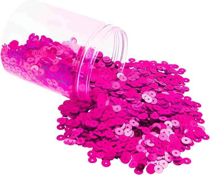 Mandala Crafts 6mm Flat Round Hot Pink Sequins by MandalaCrafts