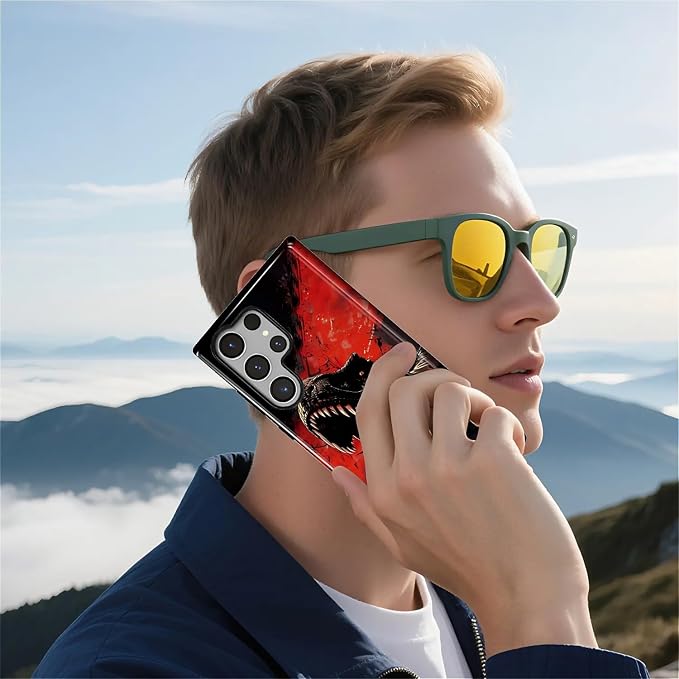 for Samsung Galaxy S24 Ultra Case, Cool Dinosaur Red Black Pattern Glossy 2 in - Image 7