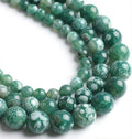 35pcs Round Loose Deep Green Fire Agate Beads by Yochus